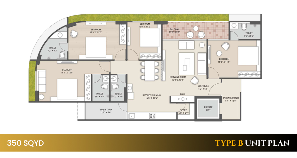 Type B Unit - 350 SQYD
